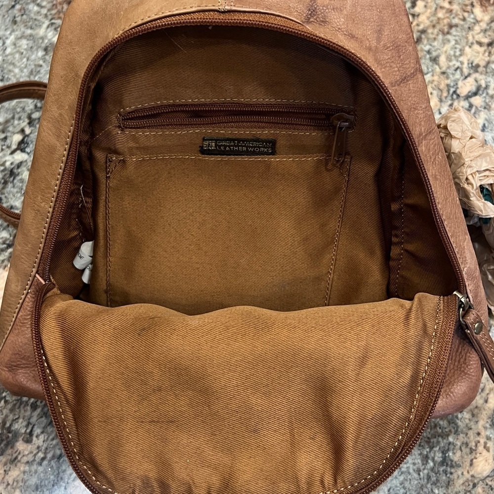 Great American Leatherworks Messenger Bag Shoulder Bag Handmade Leather Vintage - Picture 4 of 7
